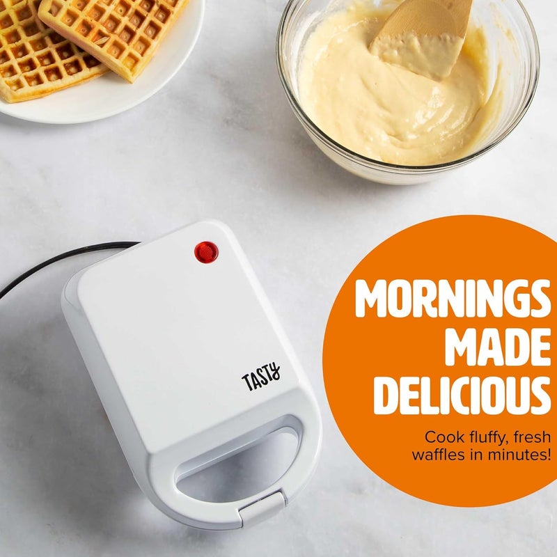 Tasty صانعة الوافل الصغيرة غير اللاصقة، مثالية للوافل الفردية، هاش براون، براونيز والمزيد، نتائج سريعة، سهل التنظيف، 600 واط، أبيض - Image 2